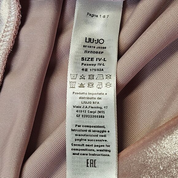 Liu Jo 2 piece Shimmery Rose Velvet Long Sleeve Hi Low Blouse & Flared Pants - Picture 9 of 15